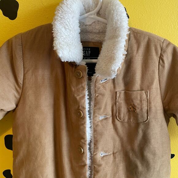babyGap Tan Corduroy Sherpa Snowsuit • 6-12 m Cozycore Winter Retro - Picture 2 of 6